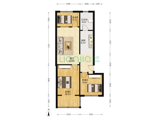 清江东路39号 3室1厅1卫 68平方