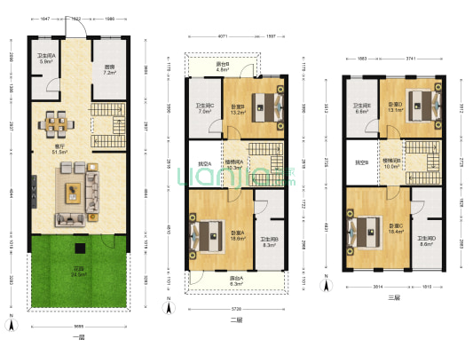 枫丹丽舍 4室1厅5卫 189平方