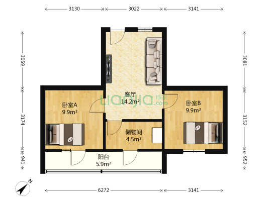 六〇五小区 2室1厅0卫 53平方