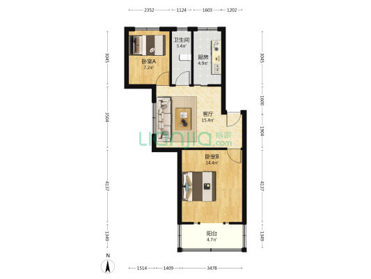 孙大郢（西区） 2室1厅1卫 62平方