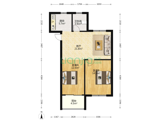 浮桥家苑二期 2室1厅1卫 85平方