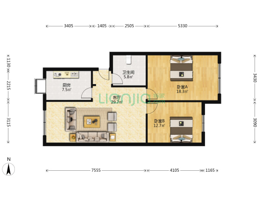 西安儿童公园家属院 2室1厅1卫 92平方