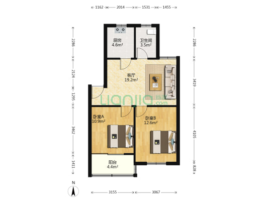 百妙公寓一期 2室1厅1卫 69平方