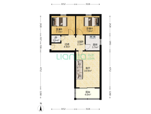 缸窑里南区 2室1厅1卫 58平方