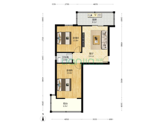陕西省口岸药品检验所家属院 2室1厅1卫 66平方