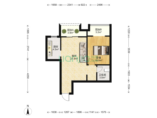 常青藤三期 1室1厅1卫 60平方