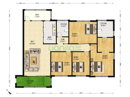 华润悦府 4室1厅2卫 192平方