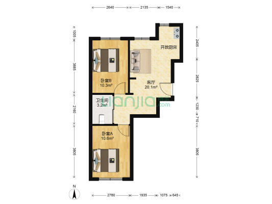 金色8里城北区 2室1厅1卫 64平方