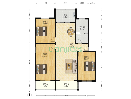 地震局家属院 3室1厅1卫 138平方
