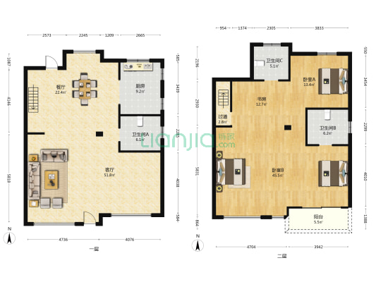 华汇文渊府 3室2厅3卫 202平方