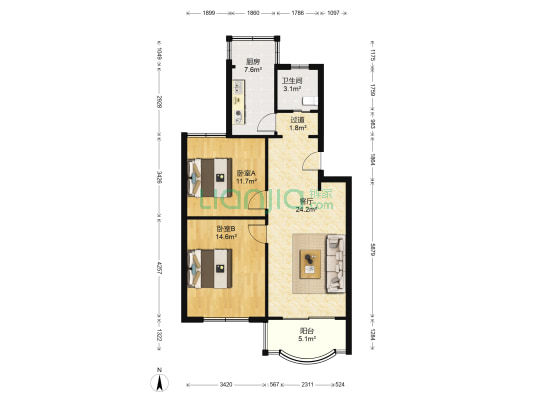 永建路86弄 2室1厅1卫 82平方