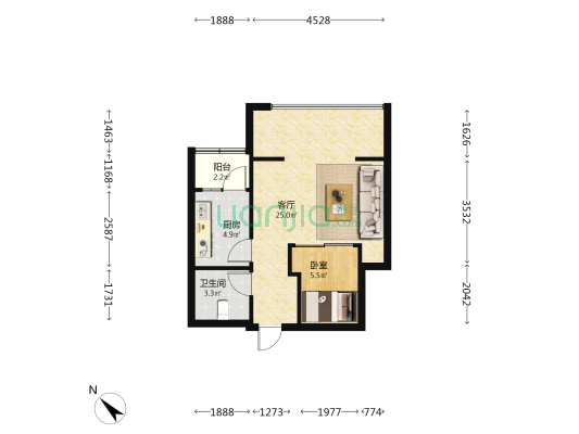 恒昌格兰郡东北区 1室1厅1卫 46平方
