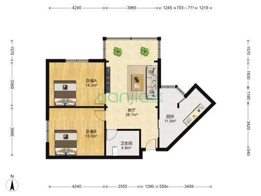 省高级法院家属院 2室1厅1卫 100平方