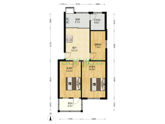 卫民巷39号 2室1厅1卫 77平方