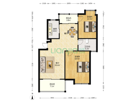 沃得花园二期 2室1厅1卫 98平方