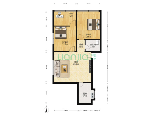 蔡家街18号 3室1厅1卫 93平方