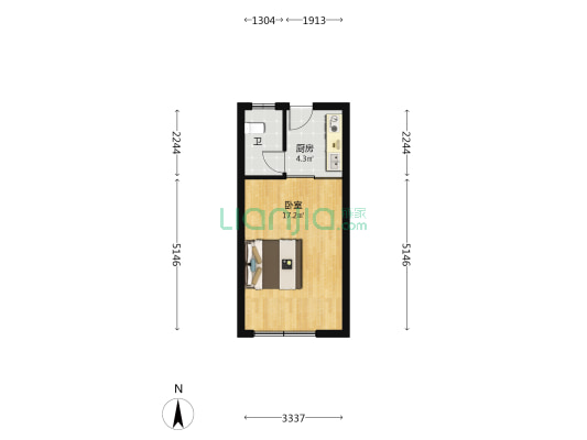 汇金名邸 1室0厅1卫 38平方