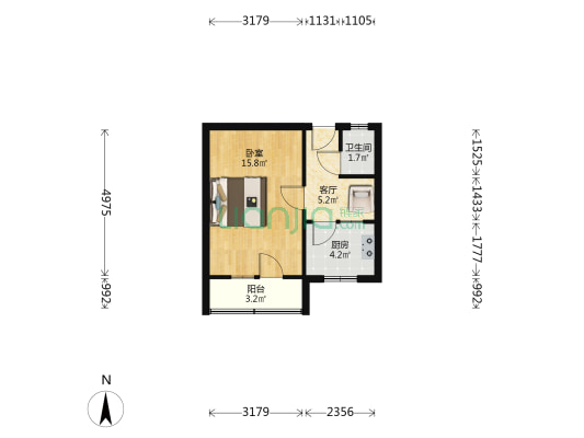 津华楼 1室1厅1卫 28平方