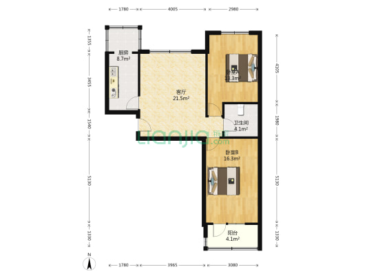 温馨小区 2室1厅1卫 80平方