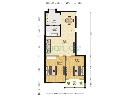 信访局家属院 2室1厅1卫 77平方