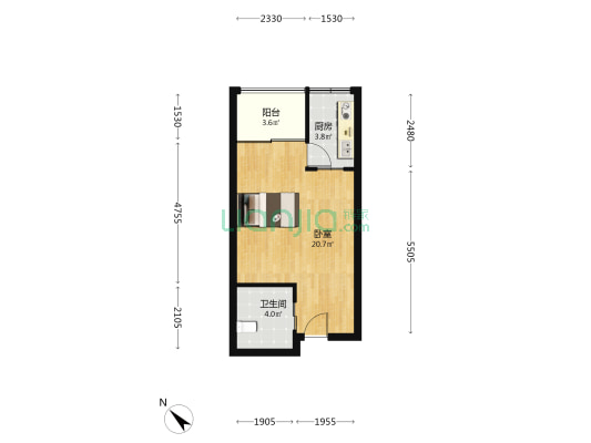 南苑世贸花园 1室0厅1卫 42平方