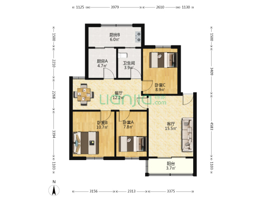 吐哈石油新村 3室2厅1卫 95平方
