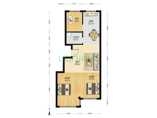 天颐和园 3室1厅1卫 93平方