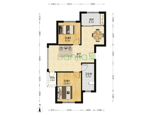 伟业御璟城 2室1厅1卫 78平方