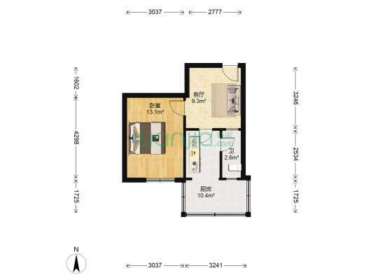 裕华区政府宿舍 1室1厅1卫 42平方