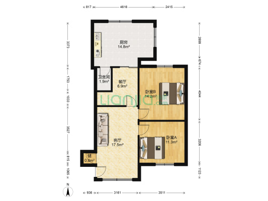 洋河四村 2室2厅1卫 66平方