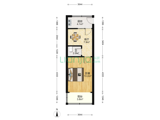 二里河小区 1室1厅1卫 33平方
