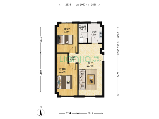 昌岗西路 2室1厅1卫 62平方
