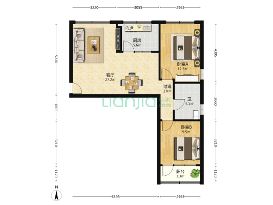 棣林苑 2室1厅1卫 78平方