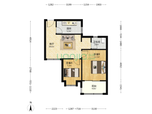 江风苑（西苑） 2室1厅1卫 75平方