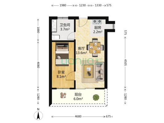 华天国际 1室1厅1卫 45平方