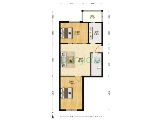 徐州里 2室1厅1卫 89平方