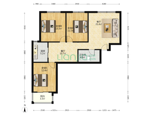 小区环境良好，车位充足，无浪费空，房本满五唯一-户型图
