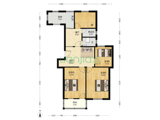 大庆新村四区 3室2厅2卫 83平方