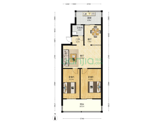 丛台区法院家属院 2室2厅1卫 80平方