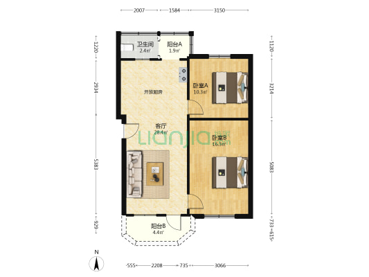 长安路 2室1厅1卫 71平方