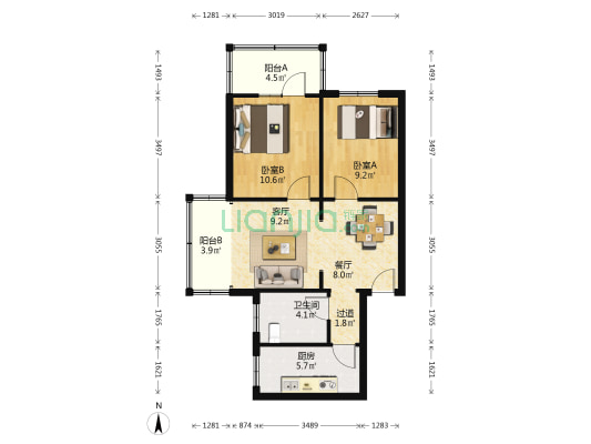 住家装修，采光户型好，视野好，交通方便-户型图