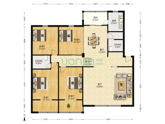 汇福苑 4室2厅2卫 200平方