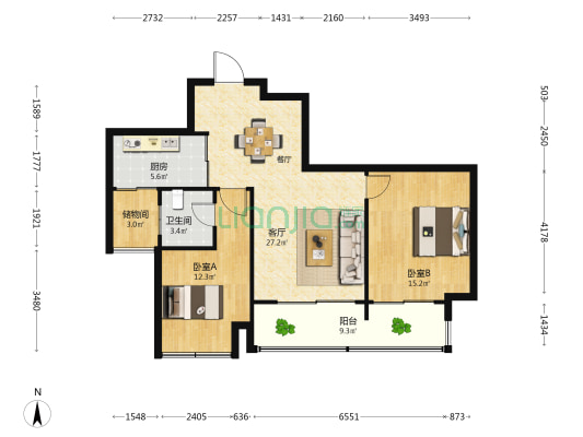 御珑湾 2室1厅1卫 89平方