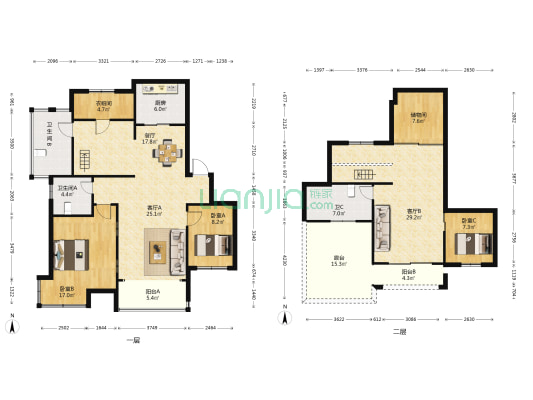 新城市花园 3室3厅3卫 104平方