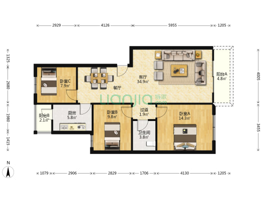 外南街204号附1号 3室1厅1卫 101平方