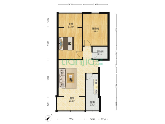 吉福苑 1室1厅1卫 69平方