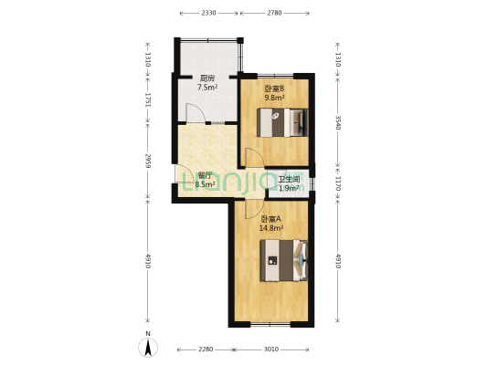 汇成家园 2室1厅1卫 61平方