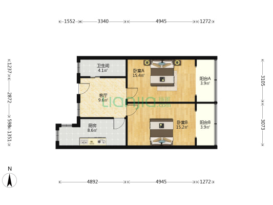 司法局宿舍 2室1厅1卫 70平方