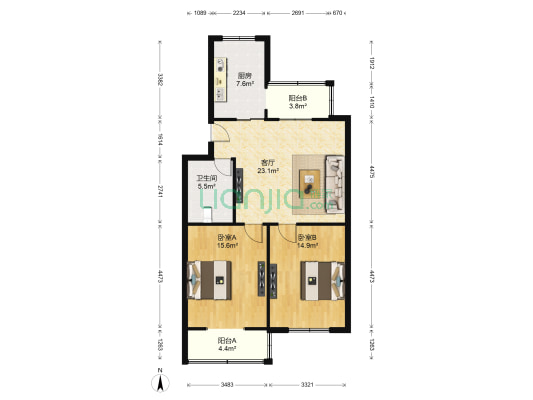 金山里(东丽区) 2室1厅1卫 98平方