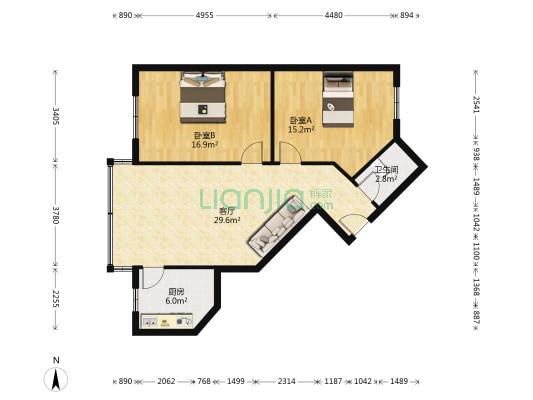 芳华街25号 2室1厅1卫 80平方